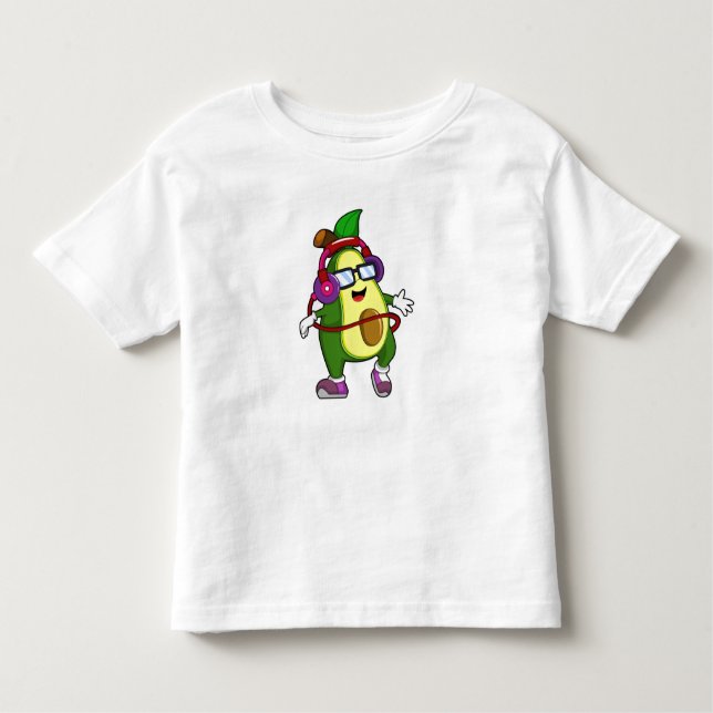 T-shirt Pour Les Tous Petits Avocado à musique avec casque (Devant)