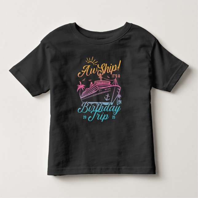 T-shirt Pour Les Tous Petits Aw Bateau Personnalisé Anniversaire Croisière Grou (Devant)