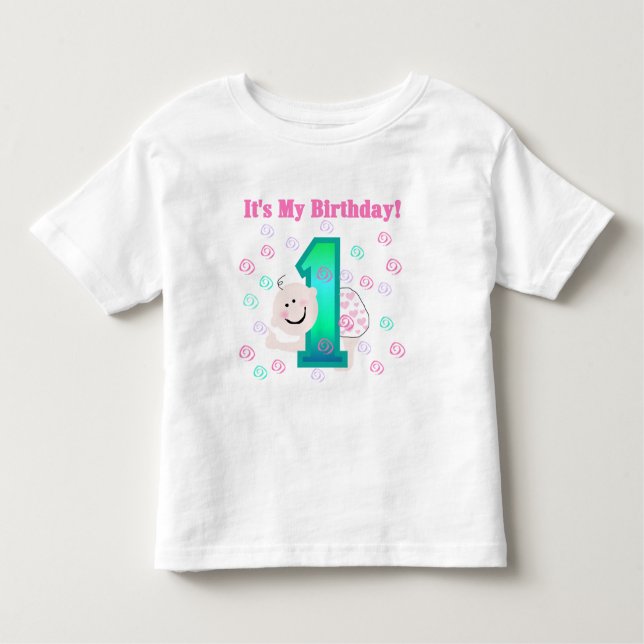 T-shirt Pour Les Tous Petits Baby Girl C'est mon 1er anniversaire (Devant)