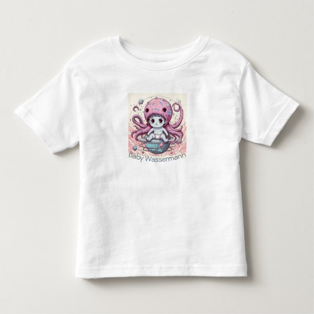 T-shirt Pour Les Tous Petits Baby Water Design mignon de pieuvre (Devant)