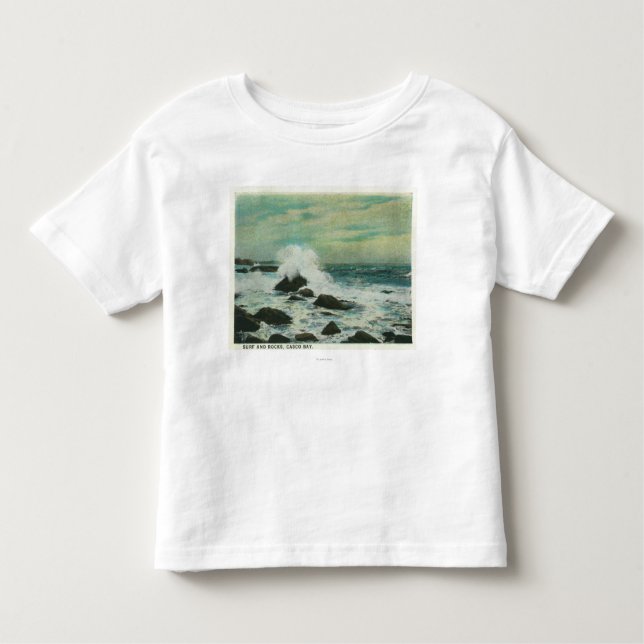 T-shirt Pour Les Tous Petits Baie de Casco, MaineSurf et roches de plage (Devant)