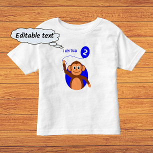 T-shirt Pour Les Tous Petits Ballon de bleu de singe d'anniversaire