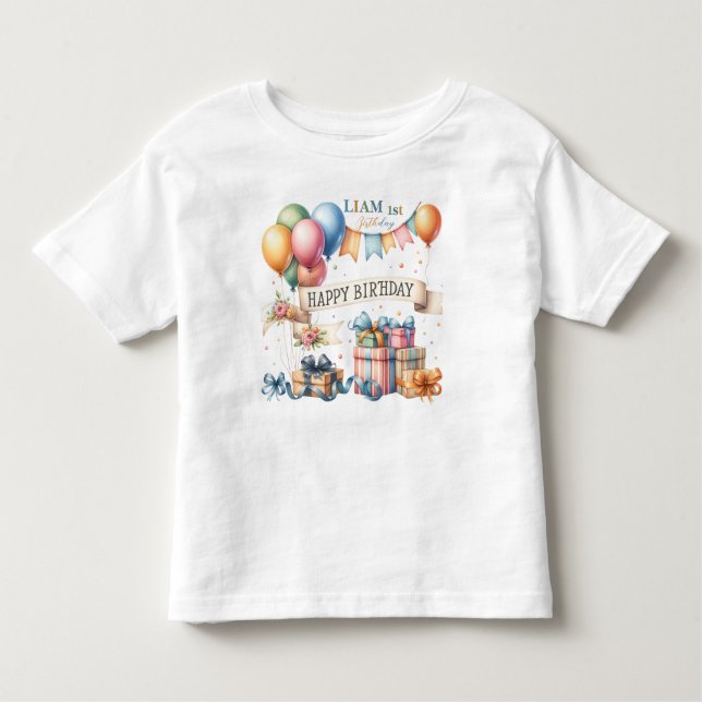 T-shirt Pour Les Tous Petits Ballons Ours En Jouet Enfants Photo Anniversaire (Devant)