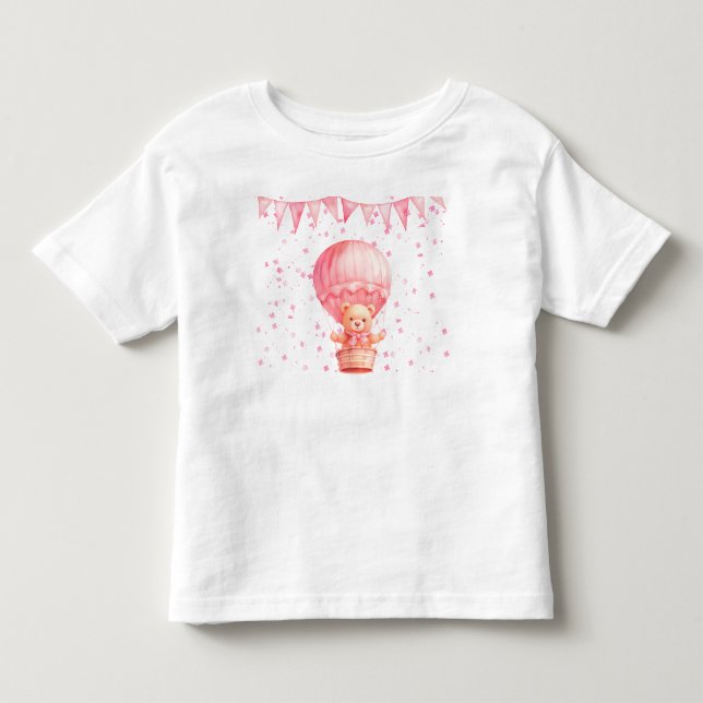 T-shirt Pour Les Tous Petits Ballons Ourson Rose  (Devant)