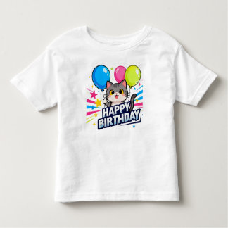T-shirt Pour Les Tous Petits Balloons pour chats d'anniversaire - Cute Kawaii J