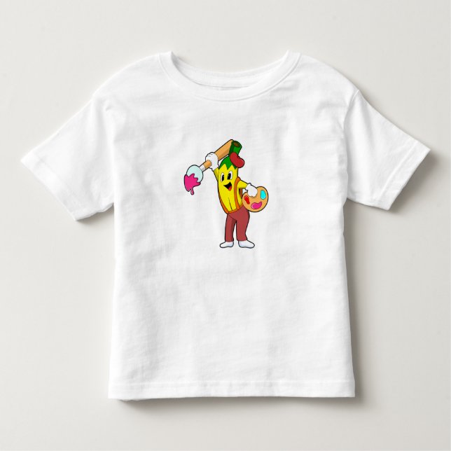 T-shirt Pour Les Tous Petits Banane en peintre avec pinceau (Devant)