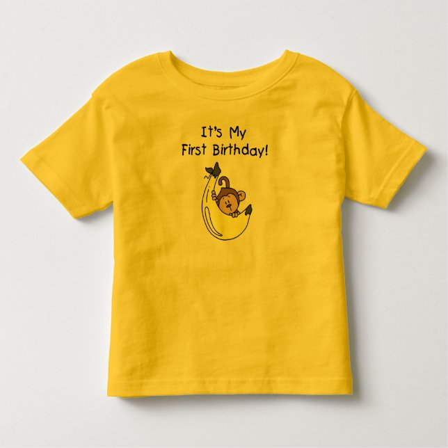 T-shirt Pour Les Tous Petits Banane - Petit Singe 1er Anniversaire (Devant)