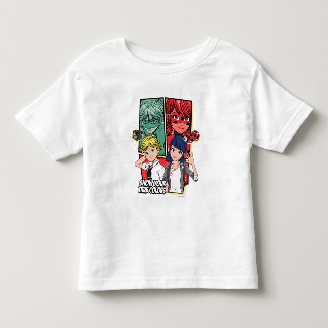 T-shirt Pour Les Tous Petits Bande dessinée miraculeuse Marinette & Adrien Vrai (Devant)