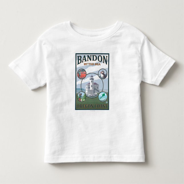 T-shirt Pour Les Tous Petits Bandon, affiche de voyage d'OregonScenic (Devant)