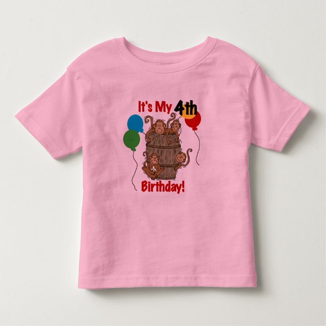 T-shirt Pour Les Tous Petits Baril des singes 4e anniversaire (Devant)