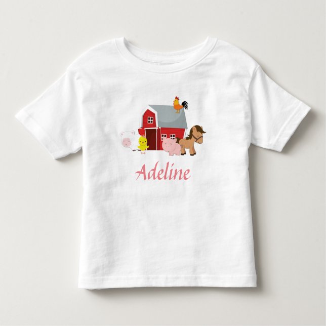 T-shirt Pour Les Tous Petits Barnyard Animaux Filles Ruffle Chemise (Devant)
