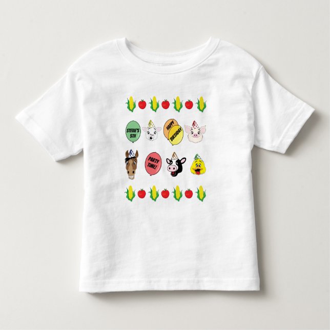 T-shirt Pour Les Tous Petits Barnyard Party Animaux fête d'anniversaire (Devant)