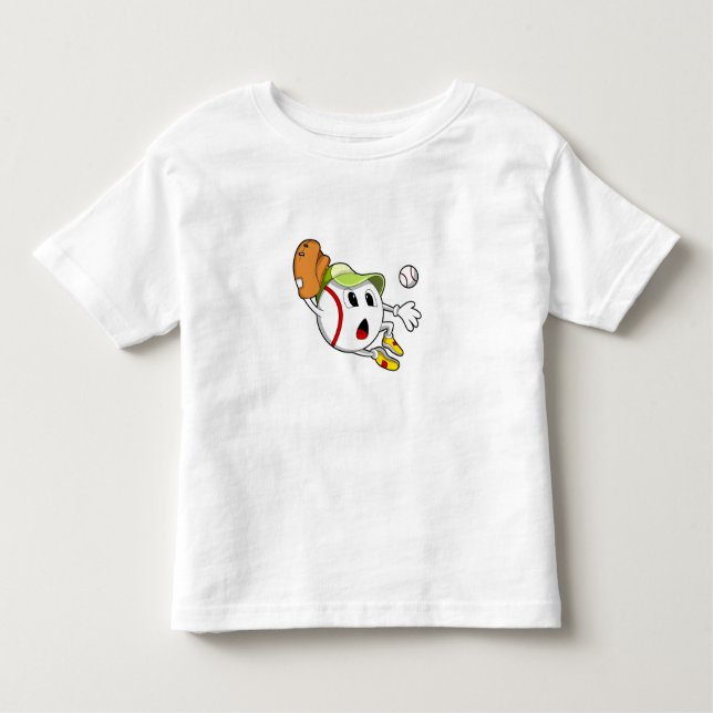 T-shirt Pour Les Tous Petits Base-ball avec Baseball Glove & Cap (Devant)
