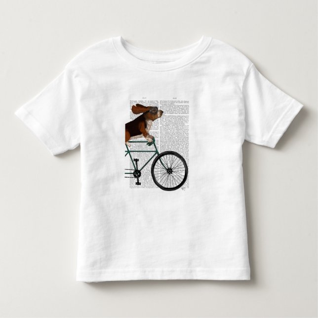 T-shirt Pour Les Tous Petits Basset Hound sur vélo (Devant)