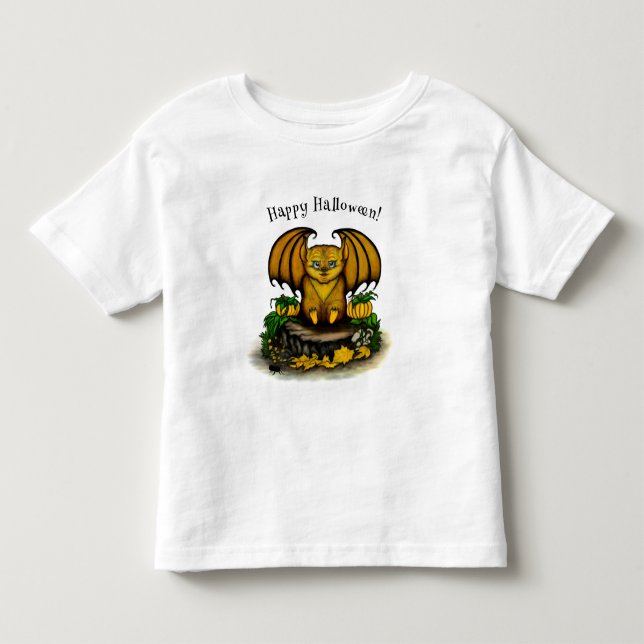 T-shirt Pour Les Tous Petits Bat d'Halloween mignonne (Devant)