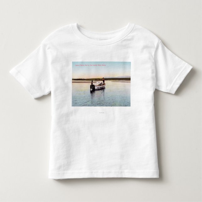 T-shirt Pour Les Tous Petits Bateau de pêche esquimau sur la rivière (Devant)