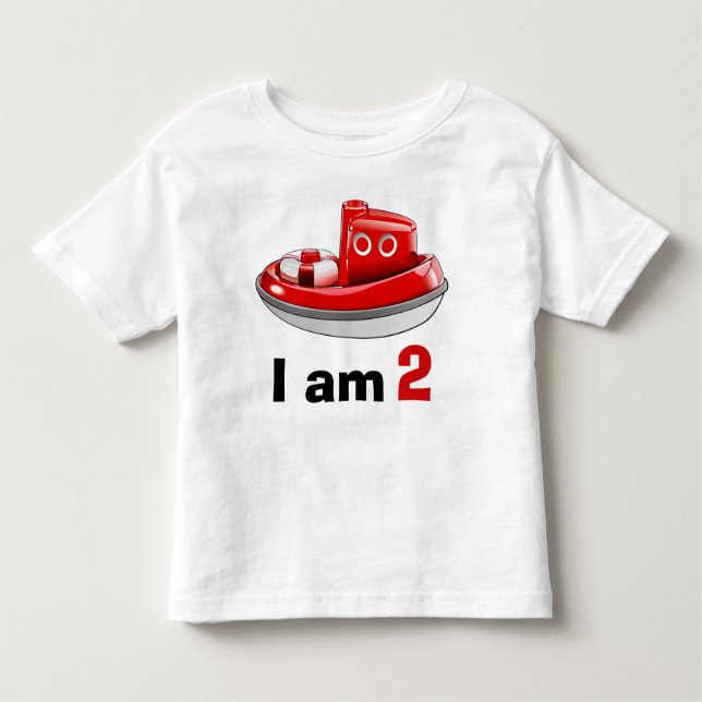 T-shirt Pour Les Tous Petits Bateau-remorque rouge Anniversaire 2 (Devant)