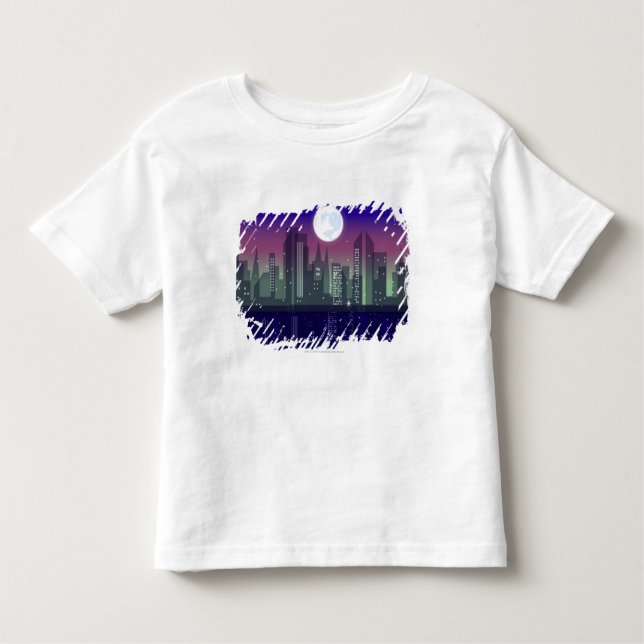 T-shirt Pour Les Tous Petits Bâtiments allumés la nuit (Devant)