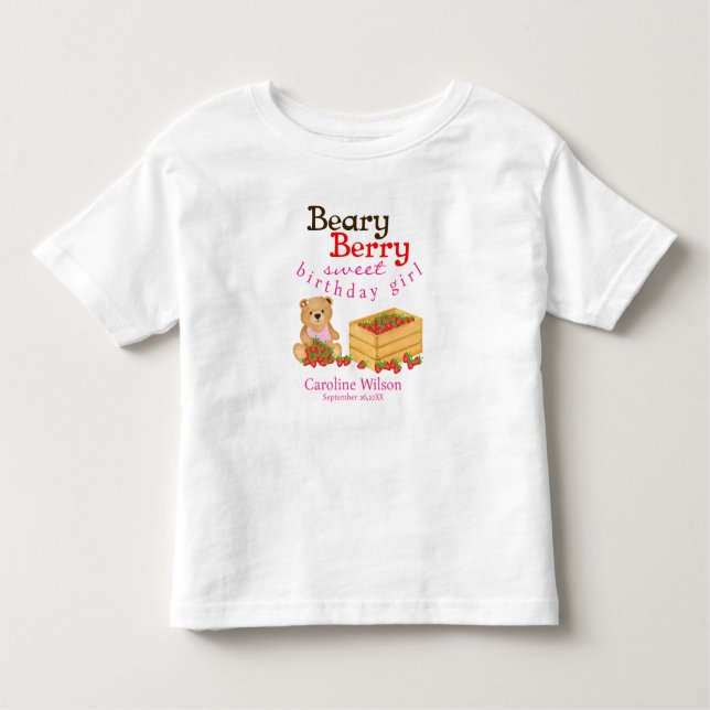 T-shirt Pour Les Tous Petits Béary Berry Sweet Cub et fraises Anniversaire (Devant)