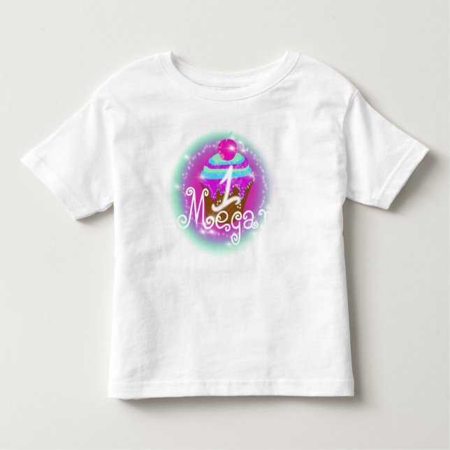 T-shirt Pour Les Tous Petits Bébé 1er anniversaire Airbrush Cupcake (Devant)