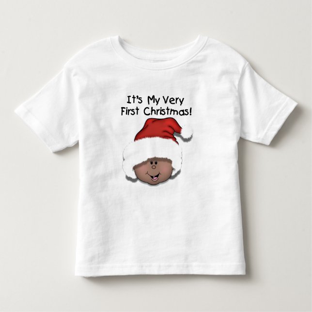 T-shirt Pour Les Tous Petits Bébé afro-américain 1er Noël (Devant)