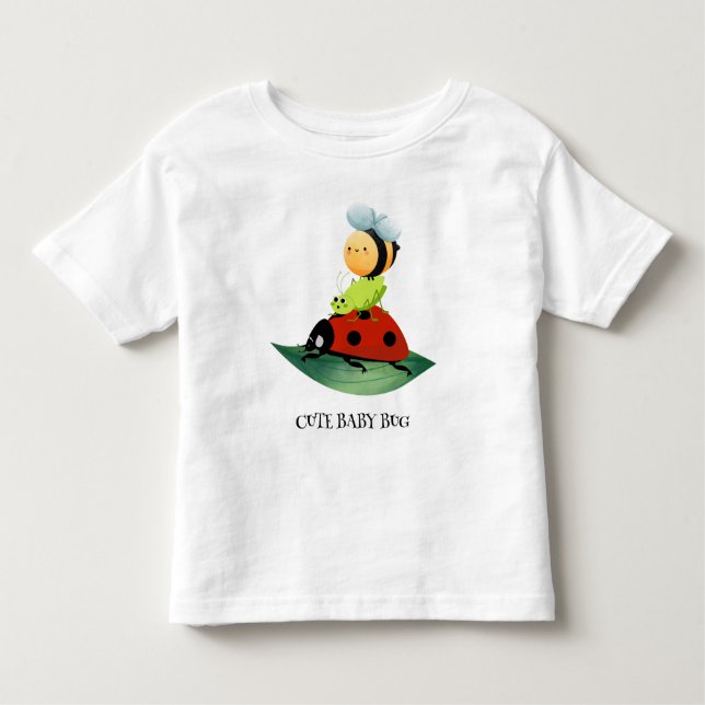 T-shirt Pour Les Tous Petits Bébé coccinelle rouge mignonne abeille insecte sur (Devant)