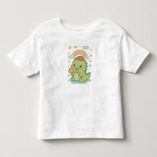 T-shirt Pour Les Tous Petits Bébé Dino Kawaii avec Sucette en Bonbons 🍭🦖☁️☀️