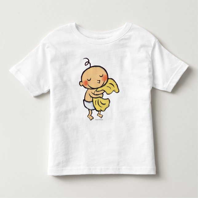 T-shirt Pour Les Tous Petits Bébé étreignant la couverture jaune molle (Devant)