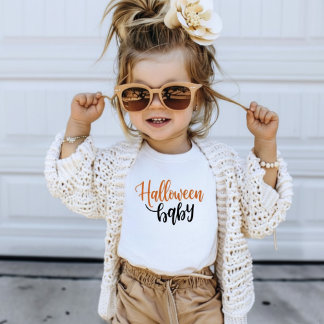 T-shirt Pour Les Tous Petits Bébé Halloween Typographie Orange et Noir