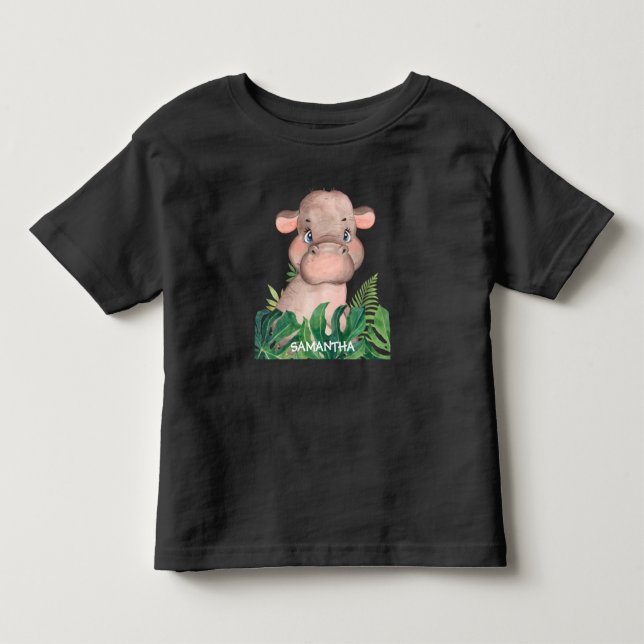 T-shirt Pour Les Tous Petits Bébé Hippopotame Faune Mignon  (Devant)
