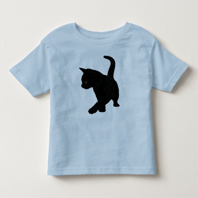 T-shirt Pour Les Tous Petits Bébé mignon Chat Noir Silhouette Tail Tenue haute (Devant)
