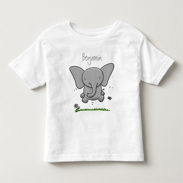 T-shirt Pour Les Tous Petits Belle adorable dessin d'éléphant bébé (Devant)