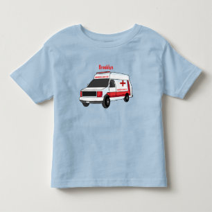 T-shirt Pour Les Tous Petits Belle ambulance rouge caricature van
