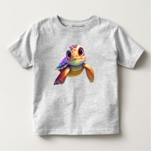 T-shirt Pour Les Tous Petits Belle Aquarelle Enfants Bébé Tortue pourpre