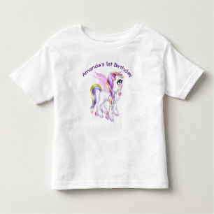 T-shirt Pour Les Tous Petits Belle licorne avec Rainbow Mane & Tail