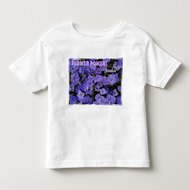 T-shirt Pour Les Tous Petits Belle Violet Bleu Pétunias Flower Power (Devant)