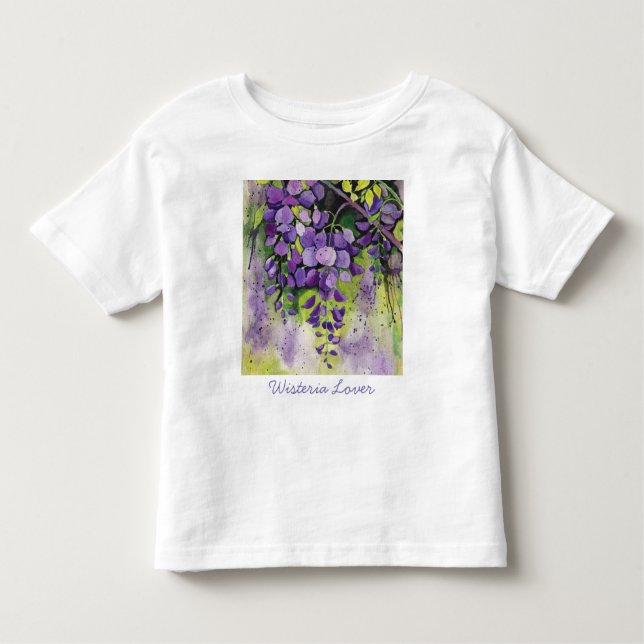 T-shirt Pour Les Tous Petits Belles Fleurs De Wisteria En Aquarelle (Devant)