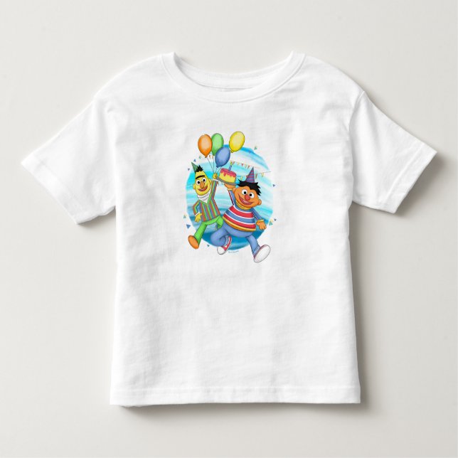 T-shirt Pour Les Tous Petits Bert et Ernie Ballons d'anniversaire (Devant)