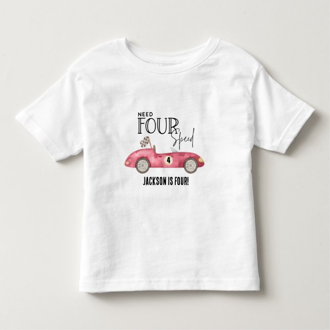 T-shirt Pour Les Tous Petits Besoin de 4 Speed Red Race voiture 4e anniversaire (Devant)