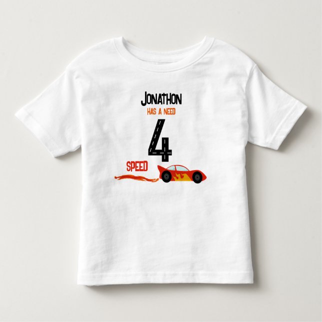 T-shirt Pour Les Tous Petits Besoin de 4 vitesse course quatrième anniversaire (Devant)