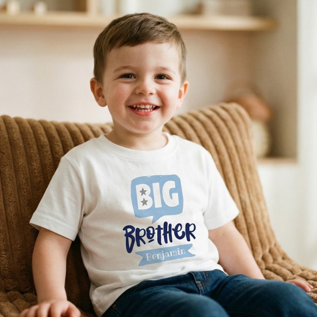 T-shirt Pour Les Tous Petits Big Brother Baby Faire-part Nom & Monogram Todd (Big Brother Baby Announcement Name & Monogram Todd Toddler T-shirt)