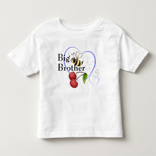 T-shirt Pour Les Tous Petits Big Brother Bumble Bee Cherry Blue Heart (Devant)