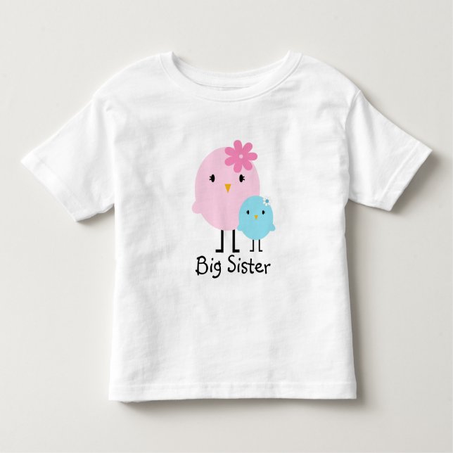 T-shirt Pour Les Tous Petits Big Soeur Spring Birds Girls Tee (Devant)