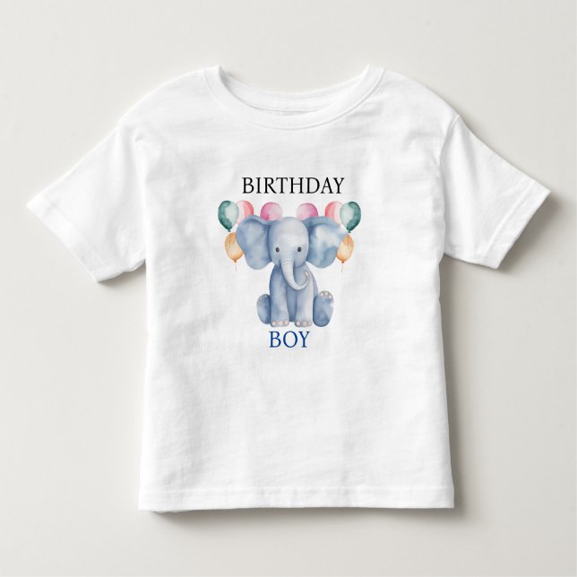T-shirt Pour Les Tous Petits Birthday Boy | Baby Elephant & Ballons (Devant)