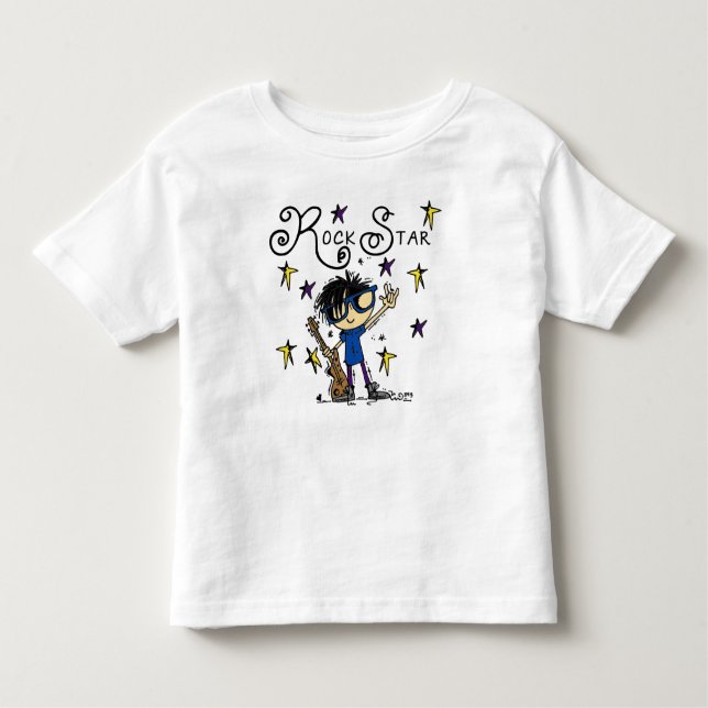 T-shirt Pour Les Tous Petits Black Hair Boy Rock Star (Devant)