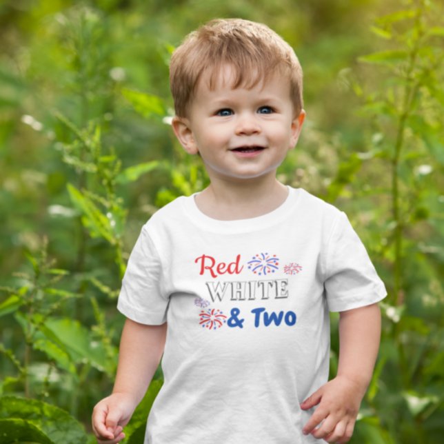 T-shirt Pour Les Tous Petits Blanc rouge et deux 2e anniversaire (Créateur téléchargé)