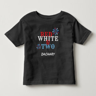 T-shirt Pour Les Tous Petits Blanc rouge personnalisé et deux 2e anniversaire