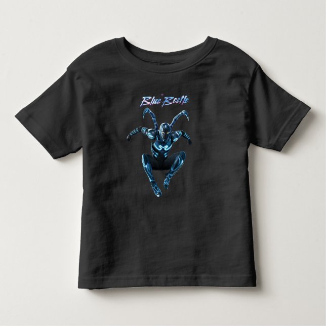 T-shirt Pour Les Tous Petits Bleu Beetle Leaping Caractère Art (Devant)