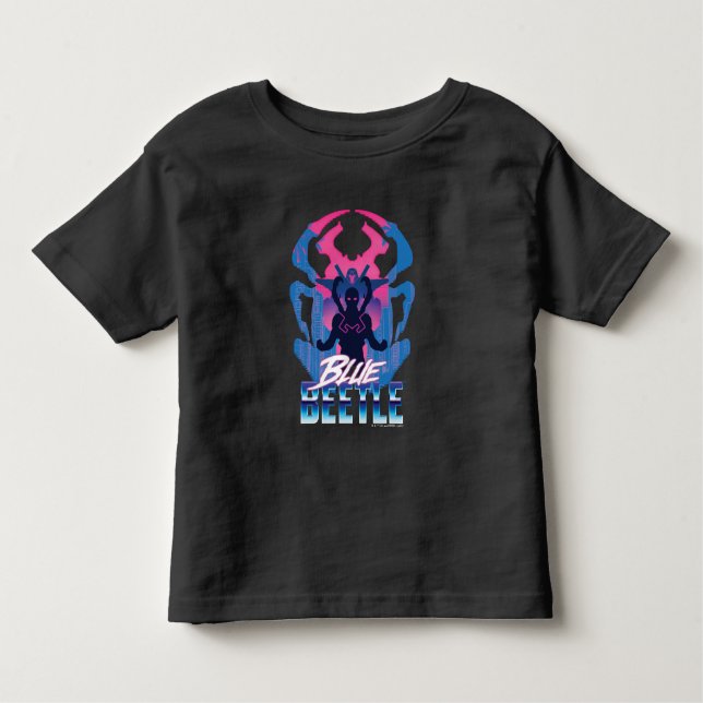 T-shirt Pour Les Tous Petits Bleu Beetle Rétrowave contre graphique (Devant)