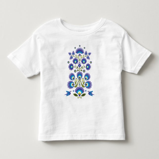 T-shirt Pour Les Tous Petits Bleu et vert Folk (Devant)